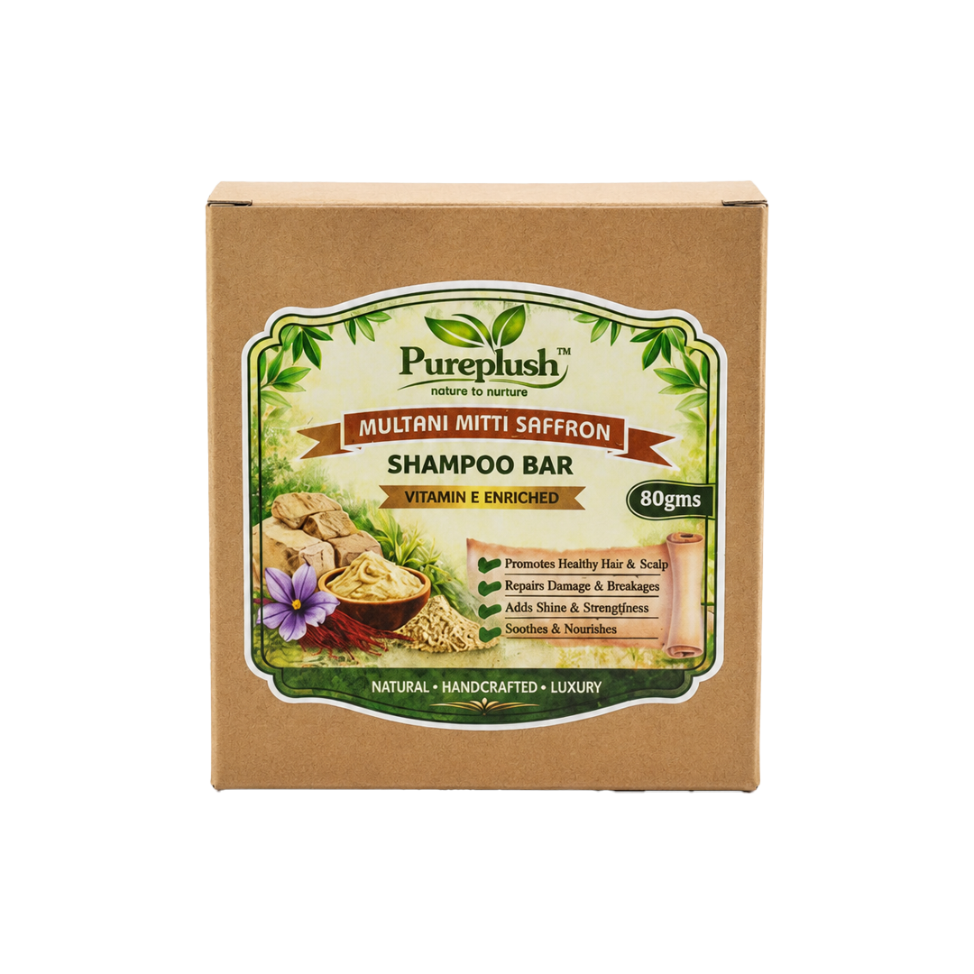 Multani Mitti Saffron Shampoo Bar - Solid Herbal Hair Cleanser